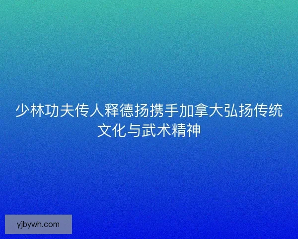 少林功夫传人释德扬携手加拿大弘扬传统文化与武术精神 少林功夫传人释德扬携手加拿大弘扬传统文化与武术精神