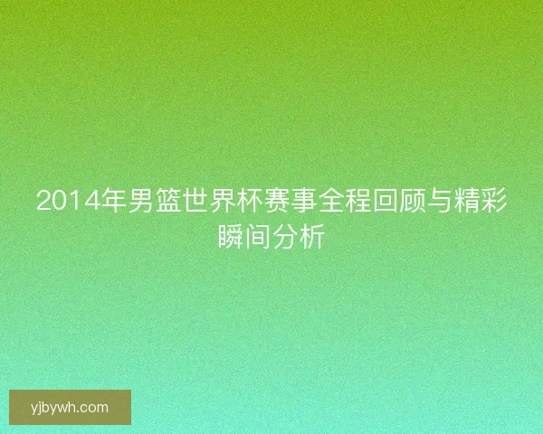 2014年男篮世界杯赛事全程回顾与精彩瞬间分析