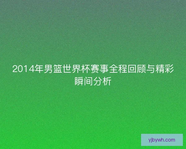 2014年男篮世界杯赛事全程回顾与精彩瞬间分析